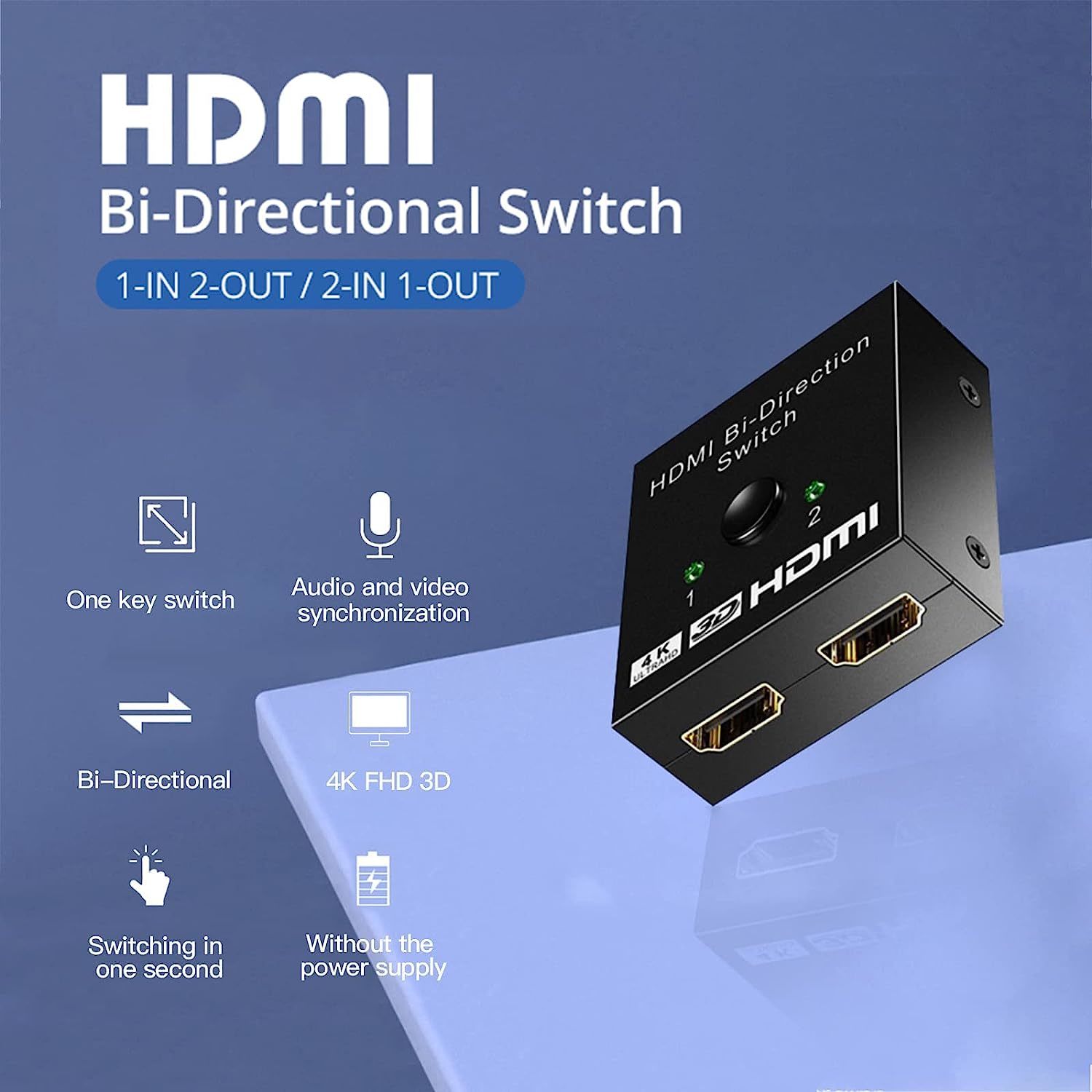 HDMI přepínač 2x1, 4K/UHD