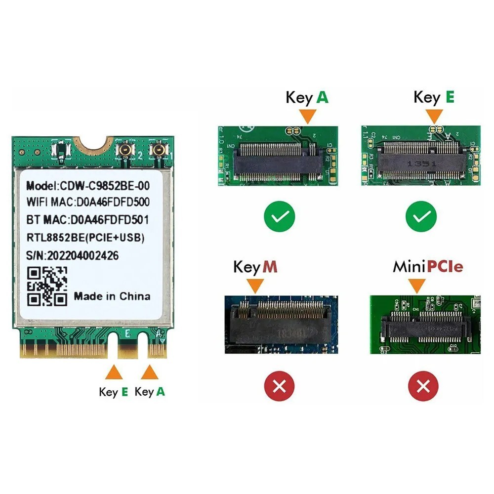 RTL8852BE M.2 NGFF WiFi6 karta