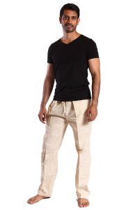 Pánské jóga kalhoty pískové S pk095