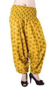 Bavlněné harémové kalhoty aladinky limetkové kal1376