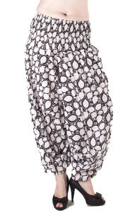 Bavlněné harémové kalhoty aladinky černobílé kal1382