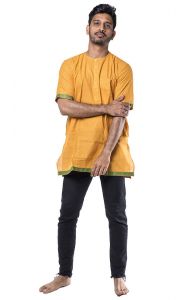Bavlněná košile - kurti z jižní Indie zlatavá XL ku402