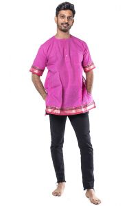 Bavlněná košile - kurti z jižní Indie růžová M ku413