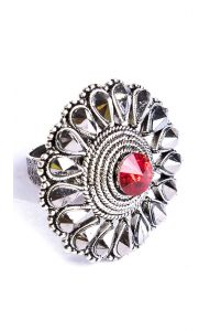 Královský prsten stříbrno-červený pr035