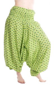 Bavlněné harémové kalhoty aladinky zelené kal1439