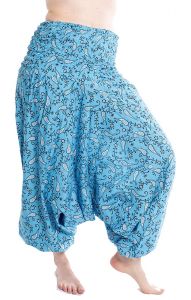 Bavlněné harémové kalhoty aladinky tyrkysové kal1441