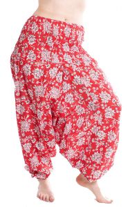 Bavlněné harémové kalhoty aladinky červené kal1450