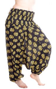Bavlněné harémové kalhoty aladinky černé kal1452