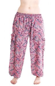 Saténové turecké kalhoty růžové kal1464