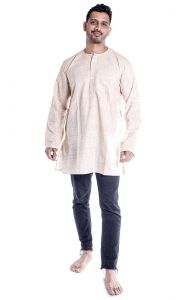 Indická pánská košile - kurti - béžová M ku444