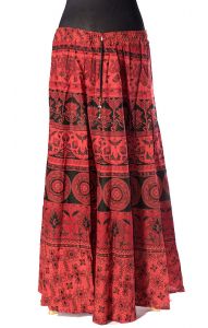 Indická dlouhá bavlněná sukně červená suk5079
