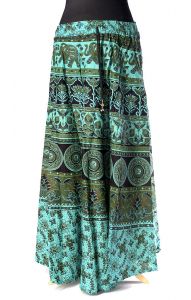 Indická dlouhá bavlněná sukně akvamarínová suk5084
