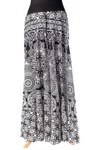 Indická dlouhá bavlněná sukně černobílá suk5090
