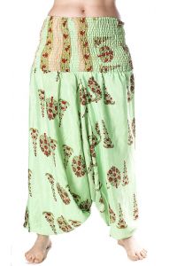Turecké harémové kalhoty aladinky zelené kal1512