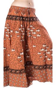 Plátěná kalhotová sukně skořicová kal1529