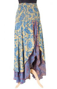 Sukně - šaty ze sárí zelenomodrá suk5165