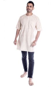 Indická pánská košile - kurti - béžová L ku453