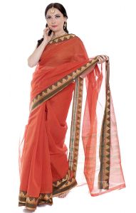 Klasické červené bavlněné sárí b2764