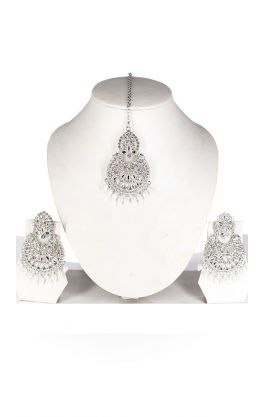 Moderní indická sada šperků ve stříbrné barvě ks1624