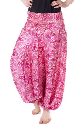 Turecké harémové kalhoty aladinky růžové kal1557