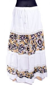 Letní dlouhá indická sukně bílá suk5350