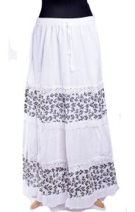 Letní dlouhá indická sukně bílá suk5352