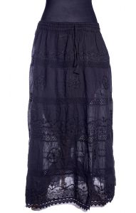 Dlouhá letní bavlněná sukně z Indie černá suk5355