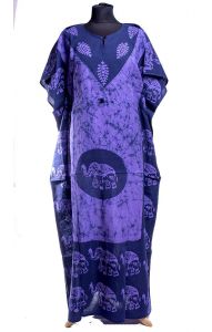 Bavlněný batikovaný kaftan fialový kaf1523