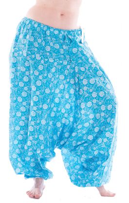 Harémové kalhoty aladinky z vysoce kvalitní bavlny tyrkysové kal1621