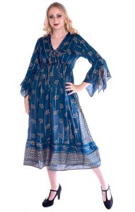 Lehké prodyšné letní šaty z Indie modré L-XL sty1019