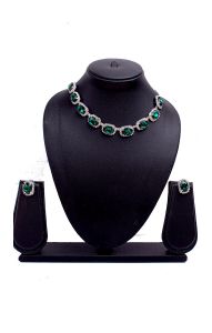 Štrasová společenská souprava šperků "smaragd" ks1742