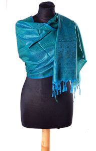Luxusní brokátová tanchoi šálka modrozelená st1894