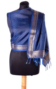 Luxusní brokátová tanchoi šálka modrá st1909
