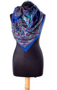 Hedvábný šátek 100% hedvábí modrý st1928