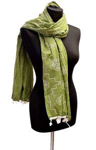 Elegantní bavlněná šálka - dupatta - z Indie olivová st2036