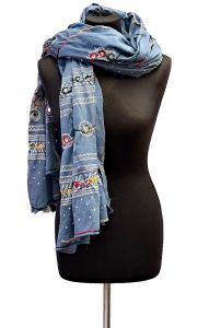 Lidová rádžasthánská šálka - dupatta šedá dh2043