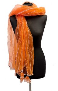 Elegantní tylová šála - dupatta - silverline oranžová st2048