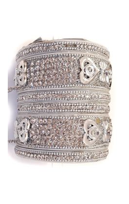 Luxusní sada náramků bangles s přívěsky stříbná barva S ba479