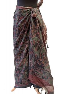 Sarong - pareo s ptáčky černý sr574
