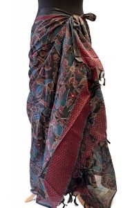 Sarong - pareo s ptáčky černý sr575