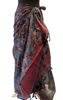 Sarong - pareo s ptáčky černý sr575