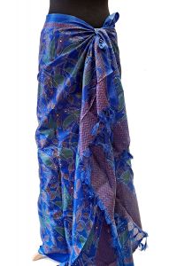 Sarong - pareo s ptáčky tmavě královsky modrý sr579