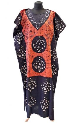 Bavlněný batikovaný kaftan XXL oranžový kaf1580