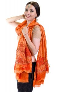 Hedvábná oranžová dupatta II. jakost dh1852