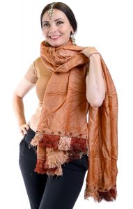 Hnědá hedvábná dupatta - závoj II. jakost dh1856