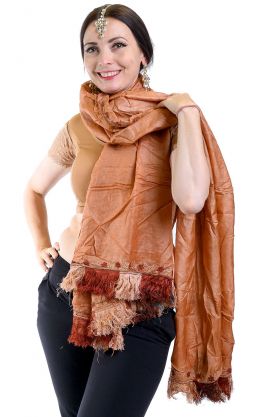Hnědá hedvábná dupatta - závoj II. jakost dh1856
