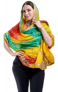 Pestrobarevná rádžasthánská dupatta  II. jakost dh1869