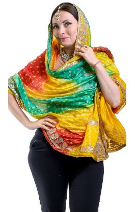 Pestrobarevná rádžasthánská dupatta  II. jakost dh1869