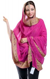 Růžová vintage dupatta  II. jakost h1872
