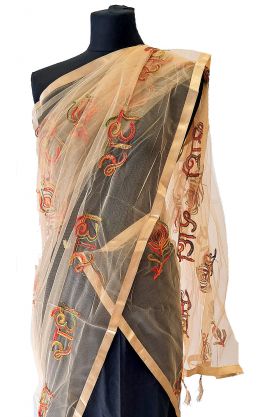 Tylová dupatta béžová dh1878